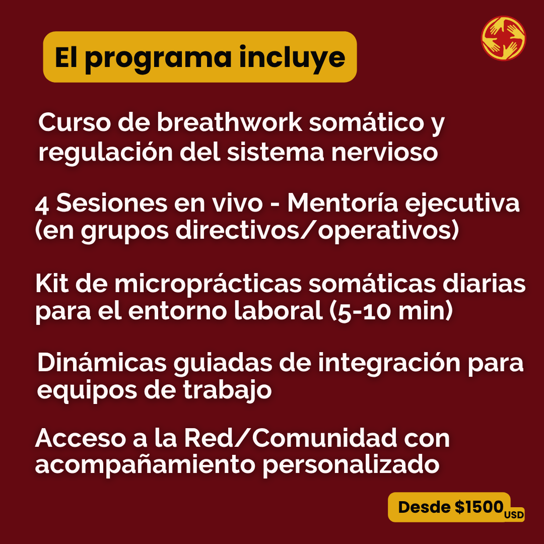 El programa incluye: curso, sesiones en vivo, microprácticas, dinámicas y comunidad